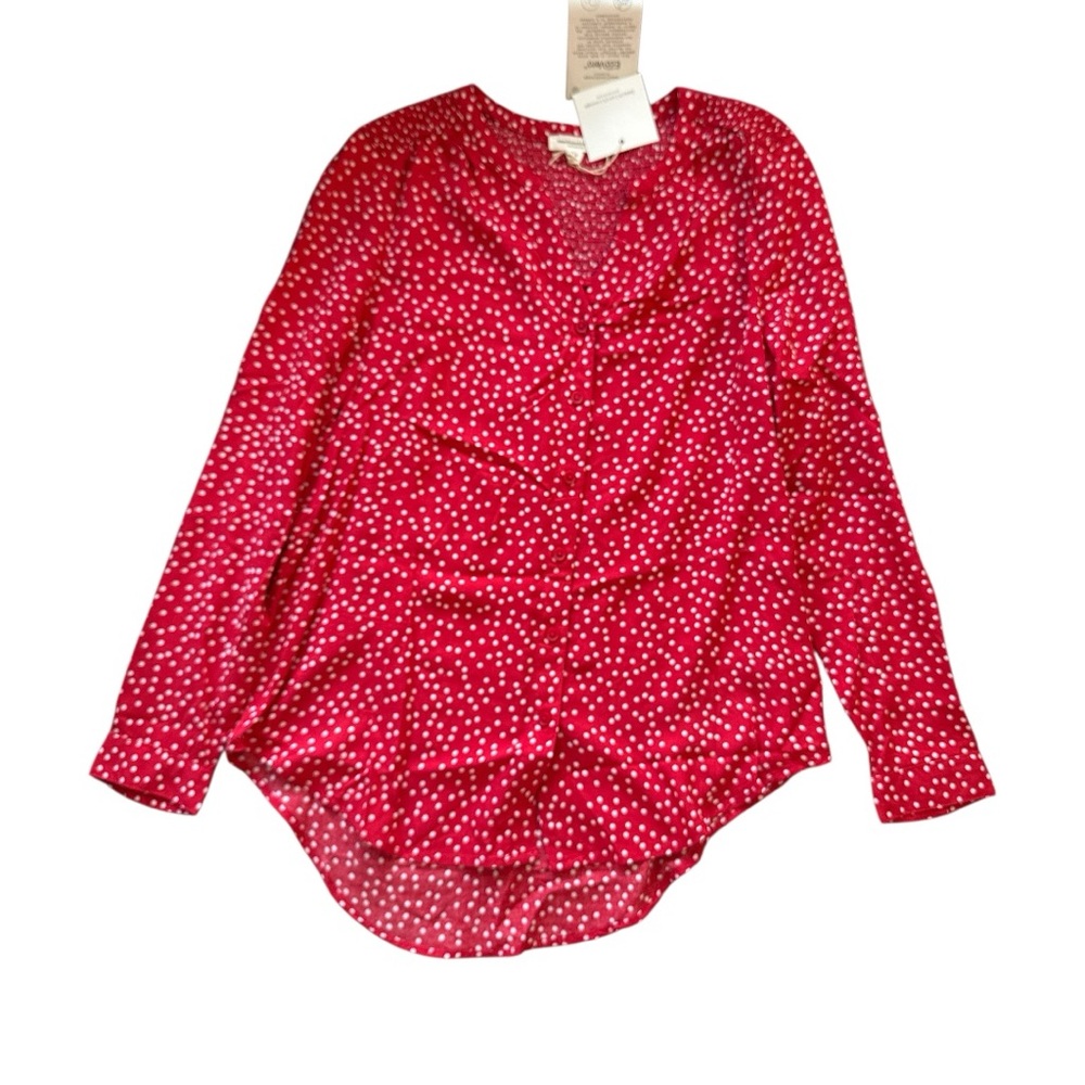 beachlunchlounge red and white polka dot blouse size S NWT VS0007